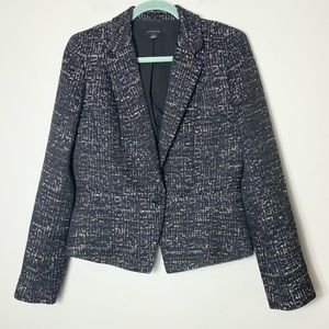 Ann Taylor Black and Purple Woven Blazer Jacket